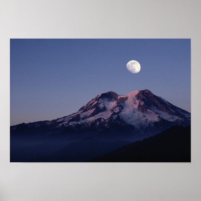 Poster Lune sur le Mont Rainier (Devant)