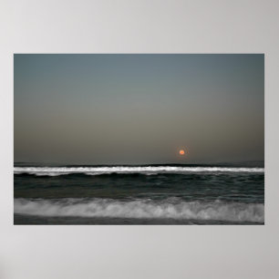 Poster Lune sur les vagues