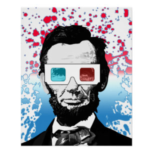 Poster Lunettes 3D drôles d'Abraham Lincoln Art Pop Patri