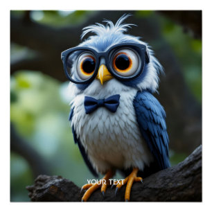 Poster Lunettes de fantaisie chouette mignon arc