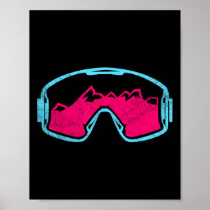 Poster Lunettes de ski rétro vintage planche à neige 80s