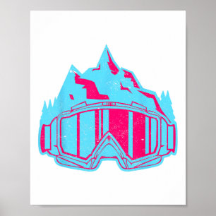 Poster Lunettes de Ski Snowboard Rétro Vintage 80s 90s Sk