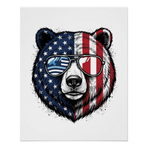 Poster Lunettes de soleil de l'ours patriotique Vintage V