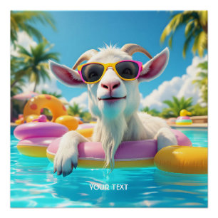 Poster Lunettes de soleil flottantes de chèvre mignonnes