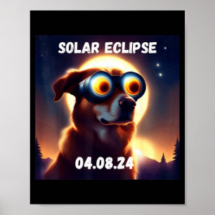 Poster Lunettes d'éclipse solaire totale de chien drôle
