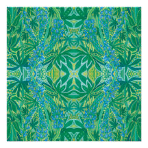 Lupine Fleurs Bohème Arabesque Motif Vert