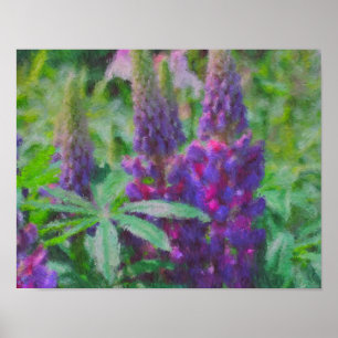 Poster Lupine Trio Impressionniste Peinture Photo Fleur