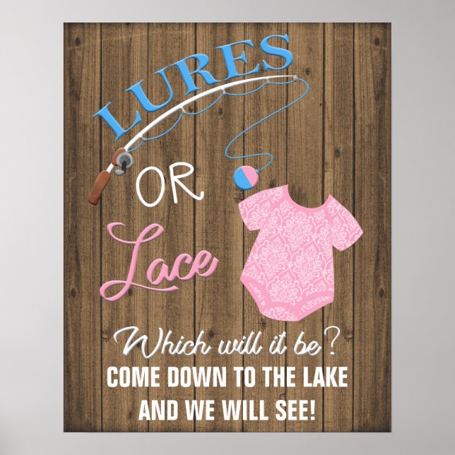 Poster Lures ou dentelle en bois Sexe Révéler bébé Signal (Devant)