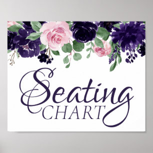 Poster Lush Blossoms   Purple and Pink Seating Chart Sign