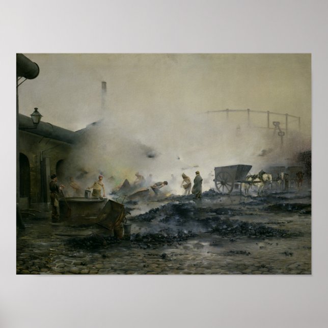 Poster L'usine de gaz de Courcelles, 1884 (Devant)