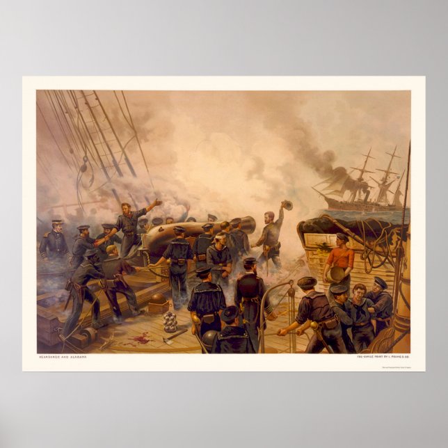 Poster L'USS Kearsarge enfonce le CSS Alabama en 1864 (Devant)