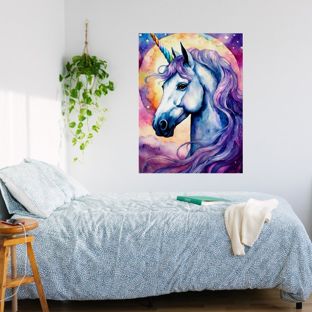 Poster lustré Cosmic Purple Unicorn (Créateur téléchargé)