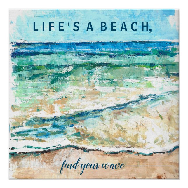 Poster lustré de la citation de plage (Devant)