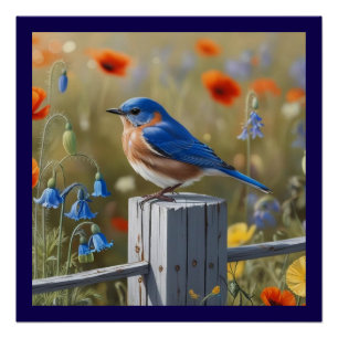Poster lustré Little Blue Bird