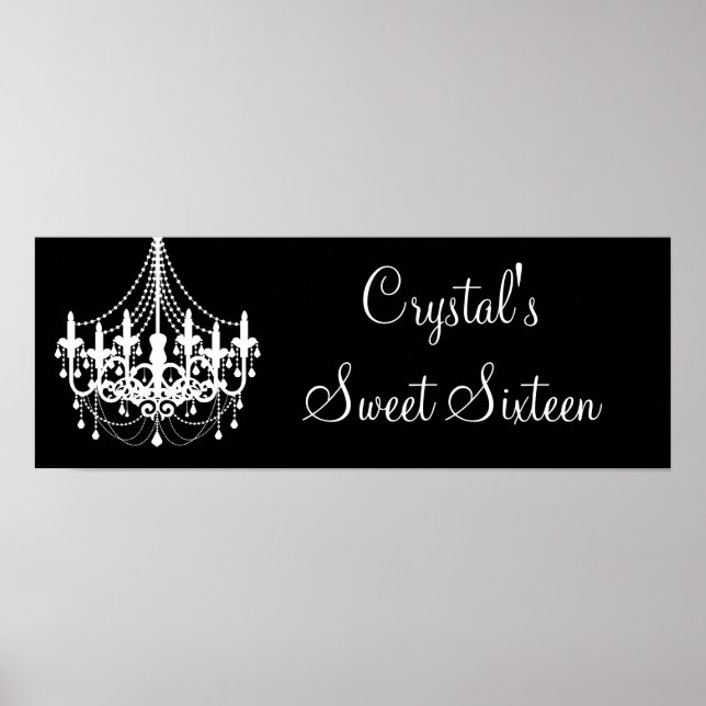 Poster Lustre noir et blanc Sweet 16 Bannière (Devant)