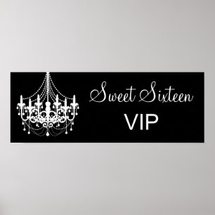 Poster Lustre noir et blanc Sweet 16 bannière VIP