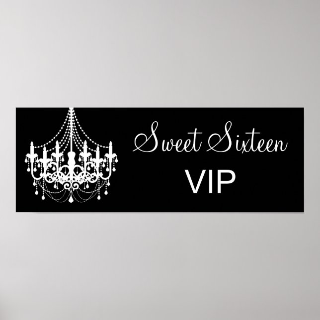 Poster Lustre noir et blanc Sweet 16 bannière VIP (Devant)