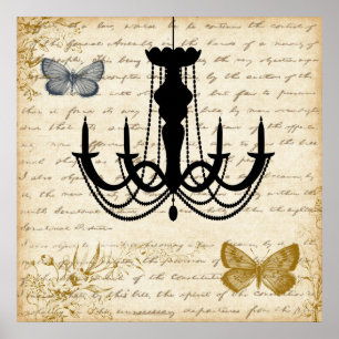 Poster Lustre vintage avec papillons