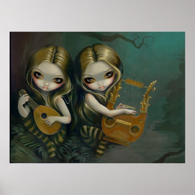 Poster Lute et Lyre gothique fée nymphe Art Imprimer (Devant)