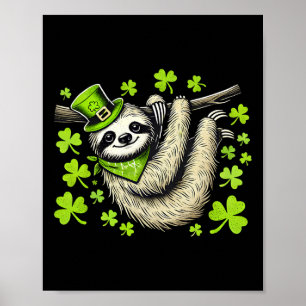 Poster Lutin Irlandais Paresseux Trèfle Saint-Patrick
