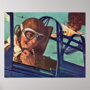 Poster Lutte aérienne 2ÈME GUERRE MONDIALE des années 194
