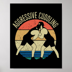 Poster Lutte agressive de bouddling Lutte Vintage rétro
