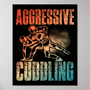 Poster Lutte agressive de bouddling Lutte Vintage rétro