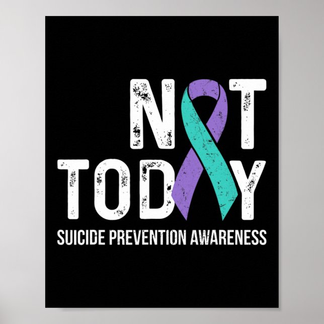 Poster Lutte Contre Le Suicide Ribbo Turquoise Et Violet (Devant)