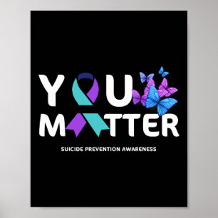 Poster Lutte Contre Le Suicide Ribbo Turquoise Et Violet