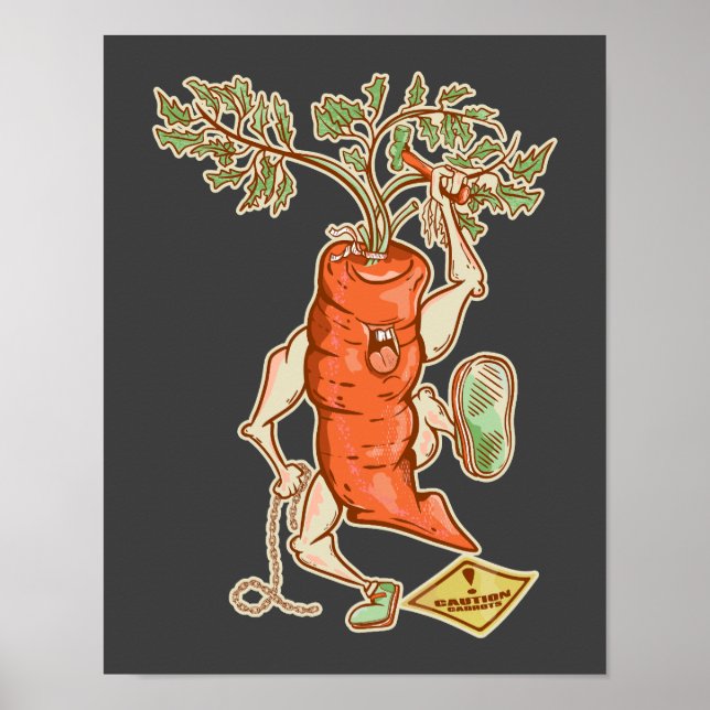Poster Lutte contre les carottes Légumes amusants (Devant)