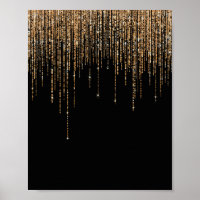 Luxe Chic Black Gold Fringe Parties scintillant ét