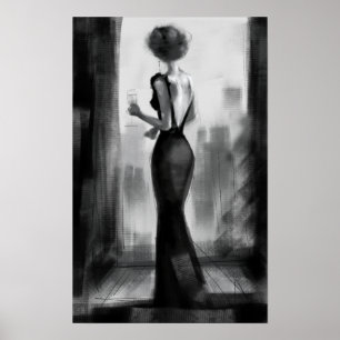 Poster luxe de charbon de bois fancy élégante soirée me-t