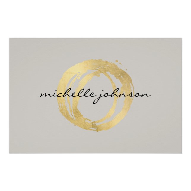 Poster Luxe Faux Gold Peint Circle sur Tan Logo Télécharg (Devant)