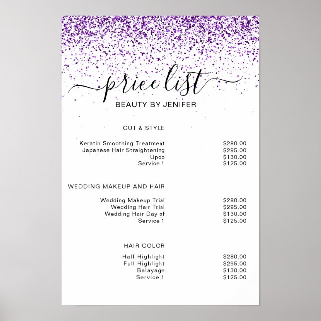Poster Luxe gouttes parties scintillant violet Salon (Devant)