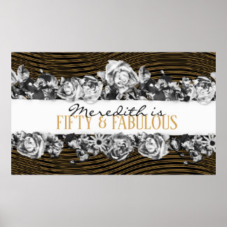 Poster Luxe noir et or personnalisé 50 et fabuleux