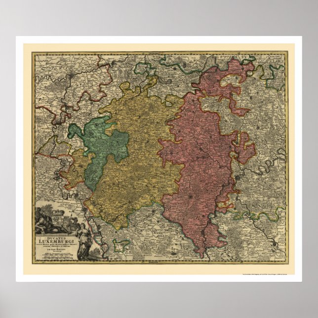 Poster Luxembourg - Carte Europe 1712 (Devant)
