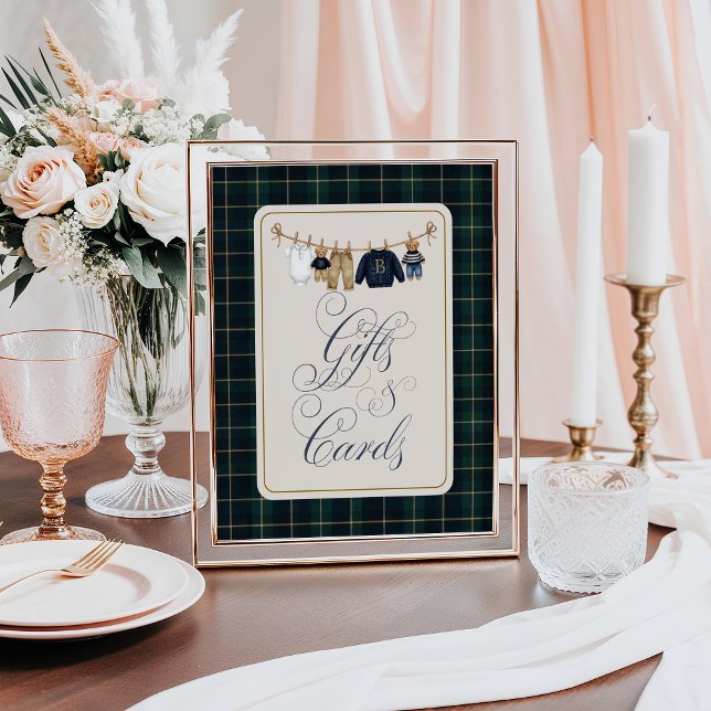 Poster Luxsary  Bear Plaid Baby Shower Gift Card (Créateur téléchargé)