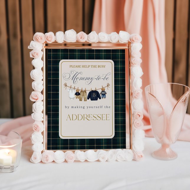 Poster Luxsary  Bear Plaid Baby Shower Help Mom Addressee (Créateur téléchargé)