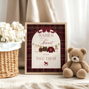 Poster Luxsary Teddy Baby Shower Fille à Carreaux Doux Tr