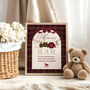 Poster Luxsary Teddy Baby Shower Fille Carreaux Momosa Ba
