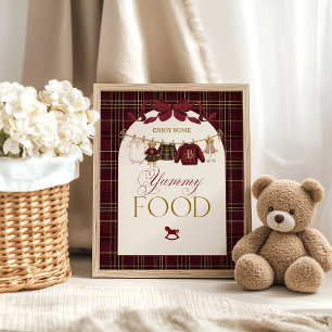 Poster Luxsary Teddy Baby Shower Fille Carreaux Nourritur