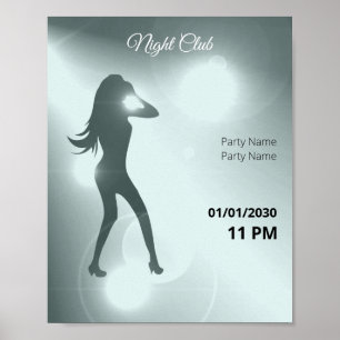 Poster Luxueuse Eau brillant Fille dansante Silhouette
