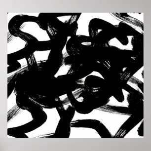 Poster Luxueux Gold Art : Abstrait Black Stroke.