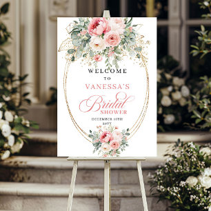 Poster Luxueux Rose Poussiéreux Doré Bienvenue à la Marié