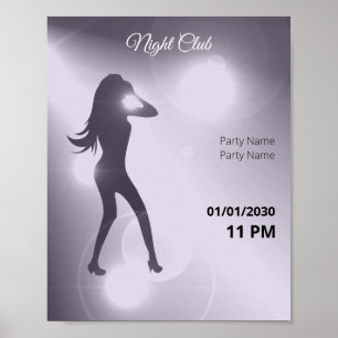 Poster Luxueux Violet brillant fille de danse Silhouette
