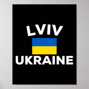 Poster Lviv Ukraine Drapeau Ukrainien Pays Ville Touristi