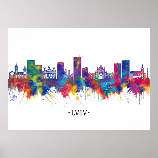 Poster Lviv Ukraine Skyline (Devant)