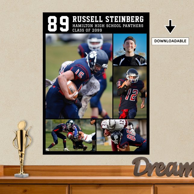 Poster Lycée Sports Senior 5 Photo Collage Grad (Créateur téléchargé)