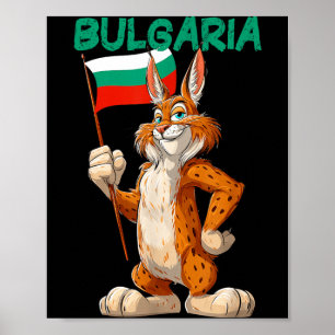 Poster Lynx de dessin animé drôle avec costume de drapeau