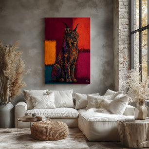 Poster Lynx Expressionniste dans des Champs de Couleurs A